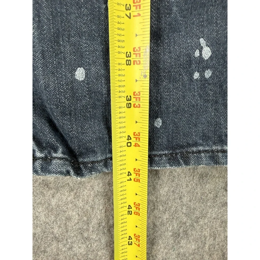 True Religion MENS 29x32 Slim Moto Run Jeans Blue Stitched Paint Splatter Y2K